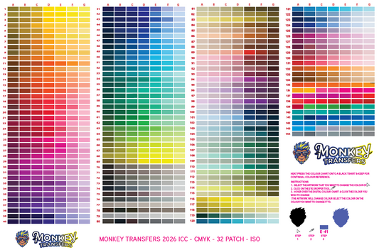 Monkey Transfers Colour Chart